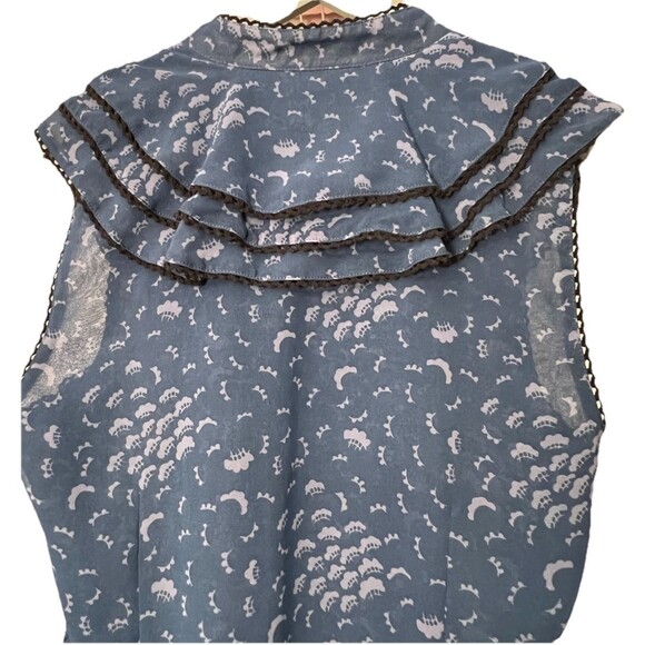 Kimchi Blue Urban Outfitters Women’s Blue Pattern Whimsical Ruffle Dress Size S - Picture 3 of 10